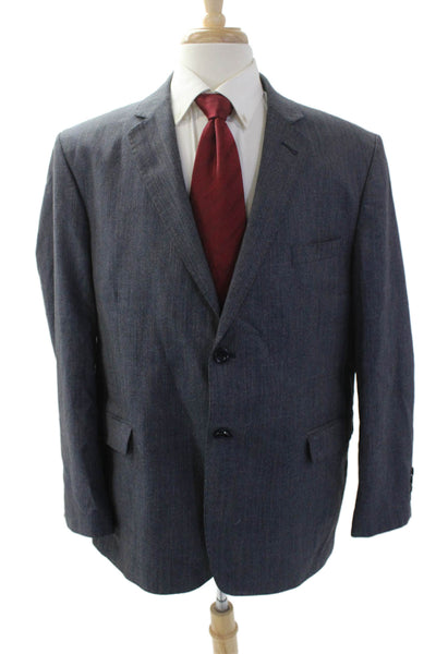 Bertolucci Mens Wool Collared Two Button Classic Blazer Blue Size 40