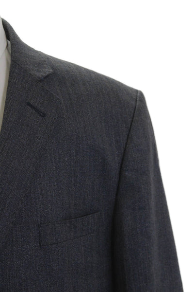 Bertolucci Mens Wool Collared Two Button Classic Blazer Blue Size 40