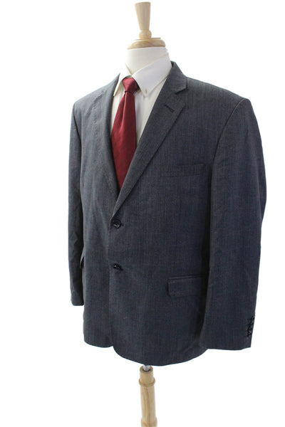 Bertolucci Mens Wool Collared Two Button Classic Blazer Blue Size 40
