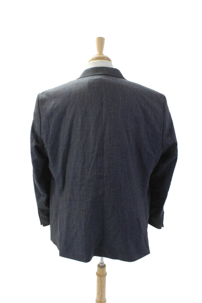 Bertolucci Mens Wool Collared Two Button Classic Blazer Blue Size 40