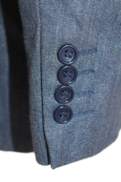 Bertolucci Mens Wool Collared Two Button Classic Blazer Blue Size 40