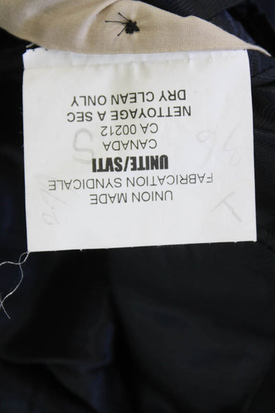 Samuelsohn Mesn Wool Striped Print Collared Two Button Blazer Blue Size 42
