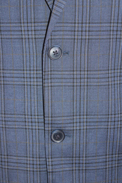 Ben Sherman Mens Pinstripe Collared Two Button Long Sleeve Blazer Blue Size 42