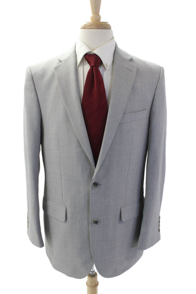 Saddlebred Mens Collared Two Button Long Sleeve Blazer Gray Size 40