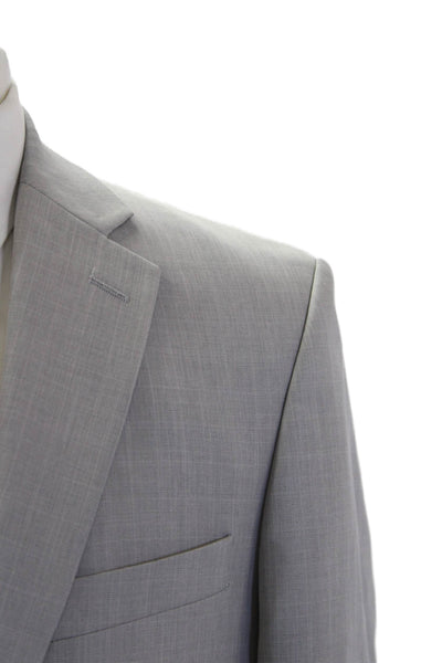 Saddlebred Mens Collared Two Button Long Sleeve Blazer Gray Size 40
