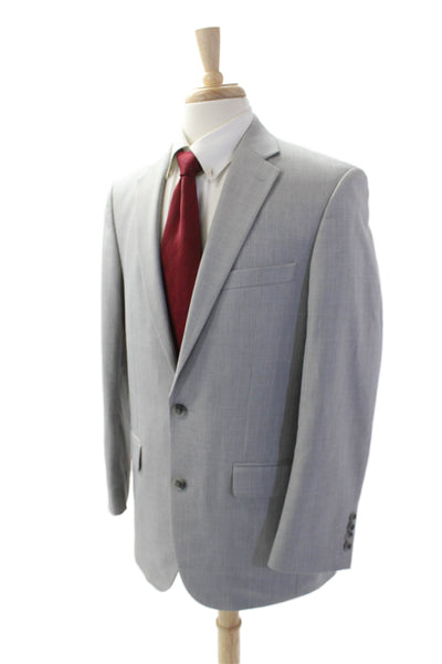 Saddlebred Mens Collared Two Button Long Sleeve Blazer Gray Size 40