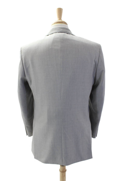 Saddlebred Mens Collared Two Button Long Sleeve Blazer Gray Size 40