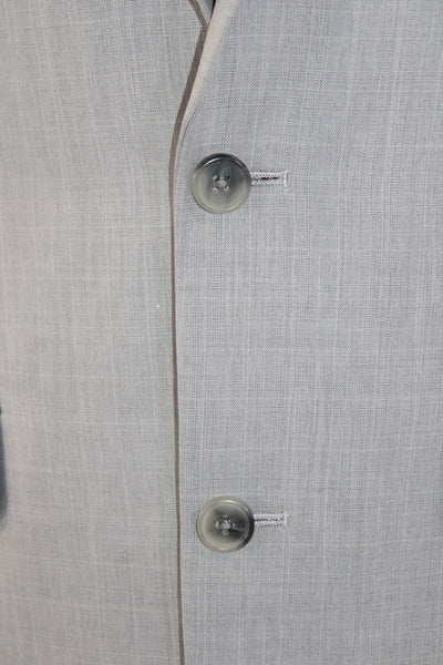 Saddlebred Mens Collared Two Button Long Sleeve Blazer Gray Size 40