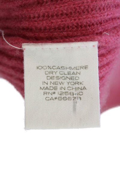 Intermix Womens Cashmere Ribbed Long Sleeves Pullover Sweater Pink Size Large