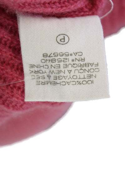 Intermix Womens Cashmere Ribbed Long Sleeves Pullover Sweater Pink Size Large
