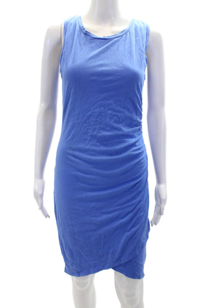 Bobi Los Angeles Womens Cotton Sleeveless Ruched Tank Dress Blue Size M