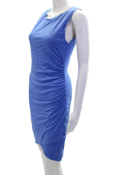 Bobi Los Angeles Womens Cotton Sleeveless Ruched Tank Dress Blue Size M