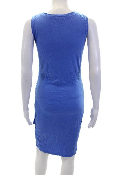 Bobi Los Angeles Womens Cotton Sleeveless Ruched Tank Dress Blue Size M