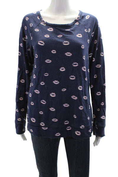 Joie Womens Geometric Print Long Sleeve Pullover Blouse Top Blue Size M