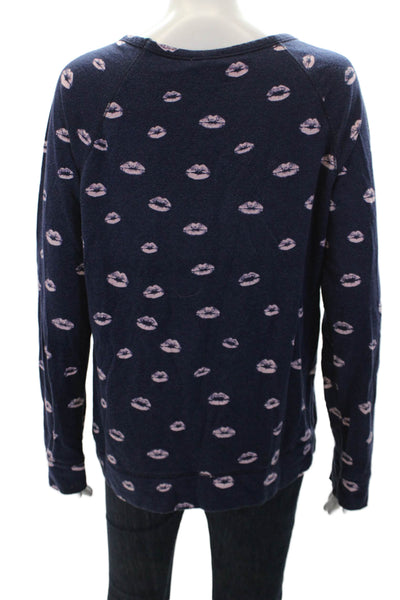 Joie Womens Geometric Print Long Sleeve Pullover Blouse Top Blue Size M