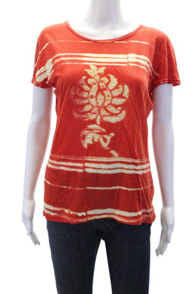 Marika Charles Womens Cotton Tie-Dye Short Sleeve Basic T-Shirt Red Size 2