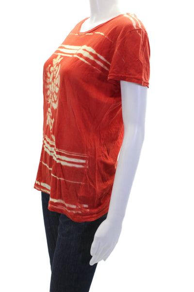 Marika Charles Womens Cotton Tie-Dye Short Sleeve Basic T-Shirt Red Size 2