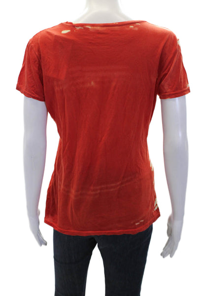 Marika Charles Womens Cotton Tie-Dye Short Sleeve Basic T-Shirt Red Size 2