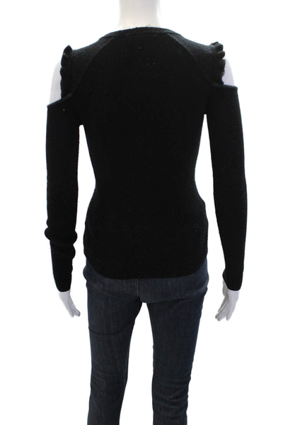 White + Warren Womens Wool Cold Shoulder Pullover Sweater Black Size S