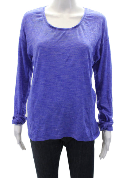 Lululemon Womens Long Sleeve Stretch Round Neck T-Shirt Solid Blue Size 6