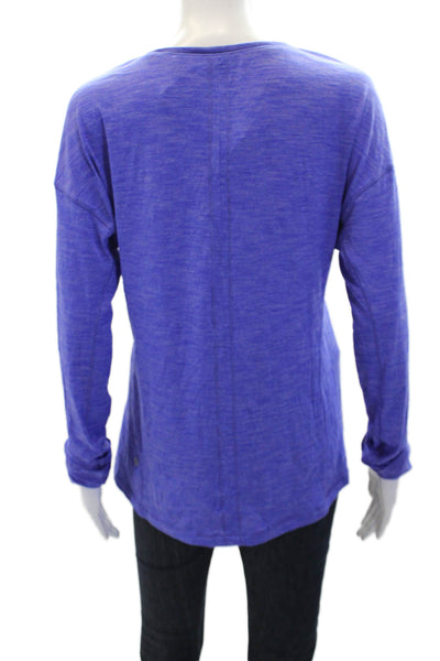 Lululemon Womens Long Sleeve Stretch Round Neck T-Shirt Solid Blue Size 6