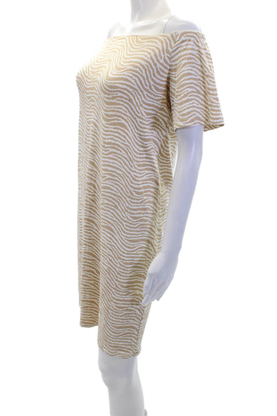 J. Mclaughlin Womens Striped Stretch Square Neck Sheath Dress Beige Size S