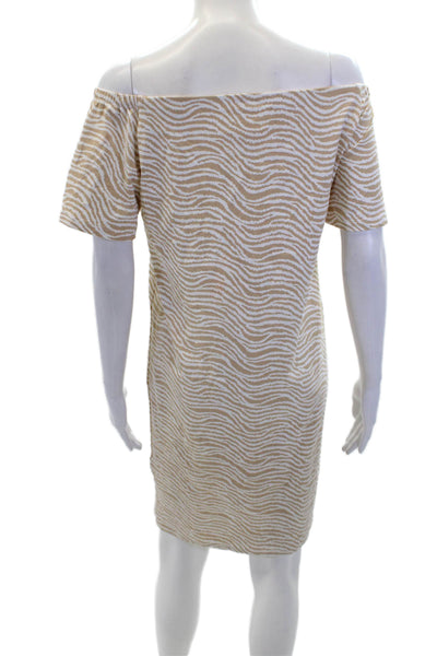 J. Mclaughlin Womens Striped Stretch Square Neck Sheath Dress Beige Size S