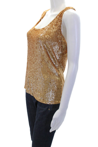 Cooper by Trelise Womens Sequined Stretch Sleeveless Tank Top Beige Size S