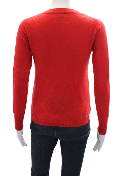 J Crew Womens Cashmere Long Sleeve Casual Knit Sweater Solid Red Size XS