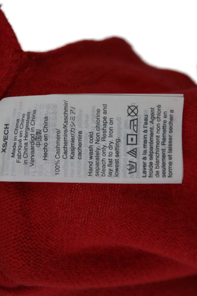 J Crew Womens Cashmere Long Sleeve Casual Knit Sweater Solid Red Size XS