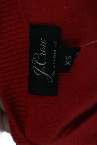 J Crew Womens Cashmere Long Sleeve Casual Knit Sweater Solid Red Size XS