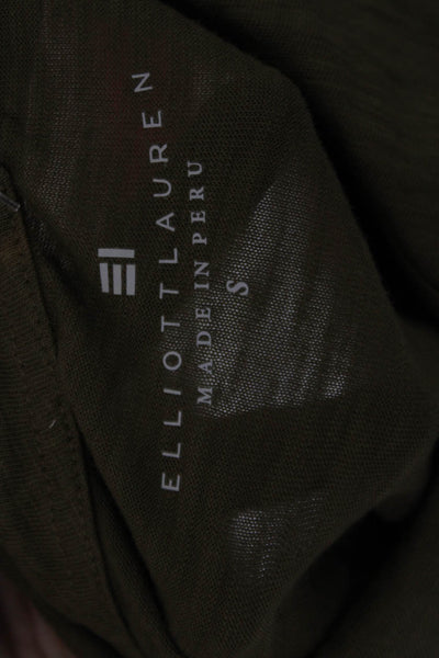 Elliott Lauren Womens Cotton Collared Long Sleeve Button-Down Shirt Green Size S