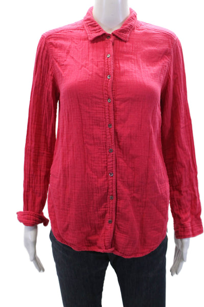 Xirena Womens Cotton Collared Long Sleeve Button-Down Shirt Pink Size XS
