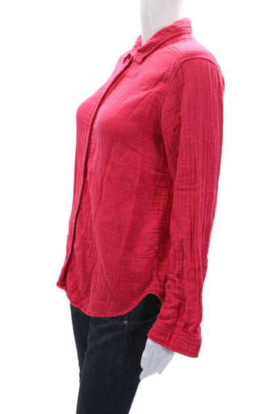 Xirena Womens Cotton Collared Long Sleeve Button-Down Shirt Pink Size XS