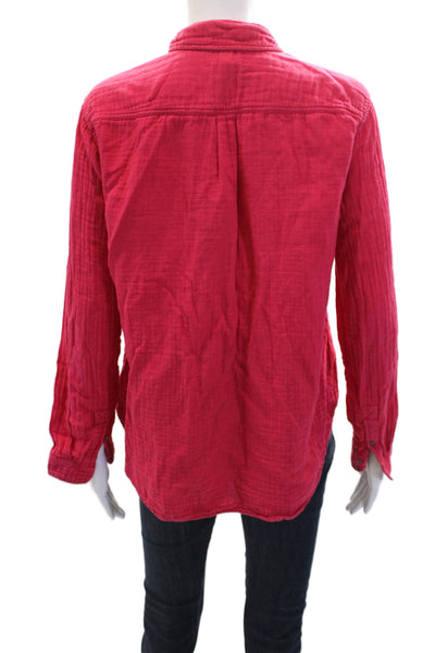 Xirena Womens Cotton Collared Long Sleeve Button-Down Shirt Pink Size XS