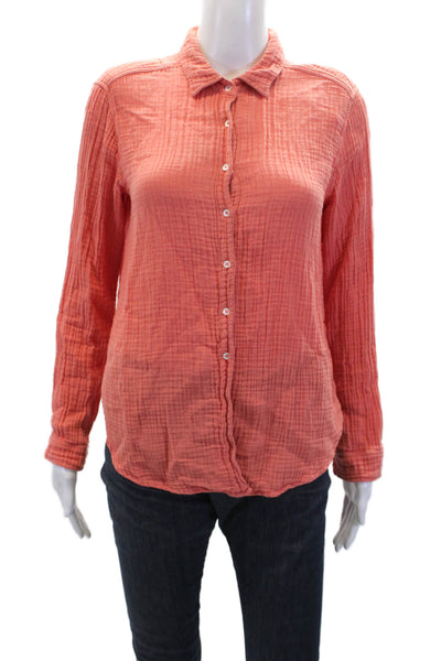 Xirena Womens Cotton Collared Long Sleeve Button-Down Shirt Pink Size XS