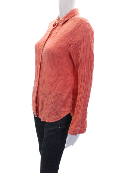 Xirena Womens Cotton Collared Long Sleeve Button-Down Shirt Pink Size XS