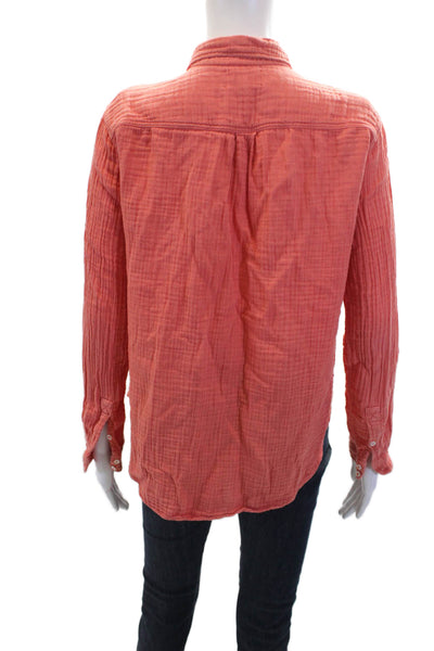 Xirena Womens Cotton Collared Long Sleeve Button-Down Shirt Pink Size XS