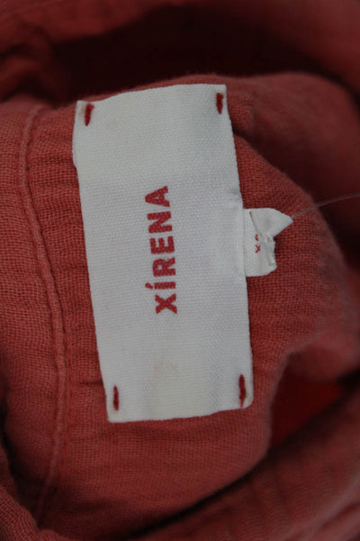 Xirena Womens Cotton Collared Long Sleeve Button-Down Shirt Pink Size XS