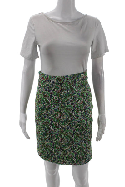 Maeve Anthropologie Womens Paisley Print Pencil Skirt Blue Green Size Extra Smal