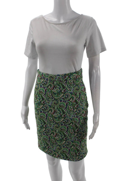 Maeve Anthropologie Womens Paisley Print Pencil Skirt Blue Green Size Extra Smal