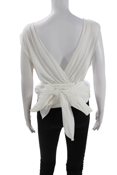 Sunday In Brooklyn Womens Sleeveless Wrap Tank Top Blouse White Size Medium