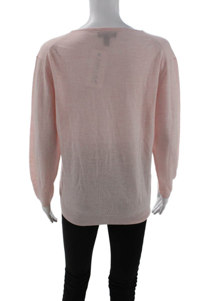 J Crew Womens Knit Long Sleeve V-Neck Pullover Lightweight Sweater Pink Size L