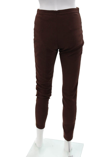 Bisou Bisou Paris Womens Suede High Waist Riding Trouser Leggings Brown Size 4