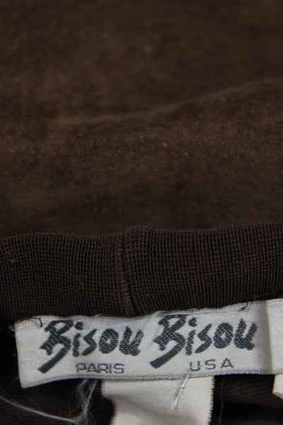Bisou Bisou Paris Womens Suede High Waist Riding Trouser Leggings Brown Size 4