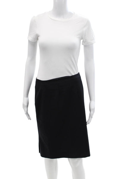 Theory Womens Classic Tailored Straight Midi Zip Up Pencil Skirt Black Size 4