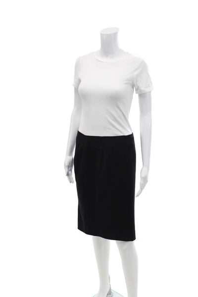 Theory Womens Classic Tailored Straight Midi Zip Up Pencil Skirt Black Size 4