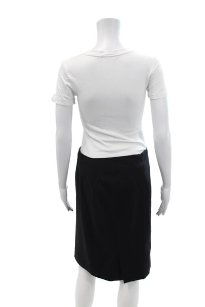Theory Womens Classic Tailored Straight Midi Zip Up Pencil Skirt Black Size 4