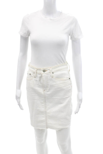 AG-ED Denim Womens Cotton The Erin Fray Hem Zip Fly Pencil Skirt White Size 26R