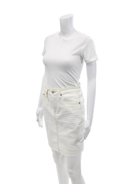 AG-ED Denim Womens Cotton The Erin Fray Hem Zip Fly Pencil Skirt White Size 26R